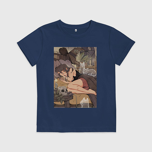 Детская футболка Ведьма арт / Тёмно-синий – фото 1