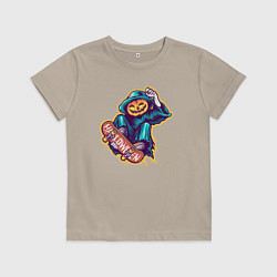 Футболка хлопковая детская Halloween skater, цвет: миндальный