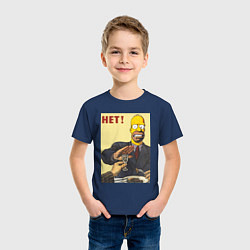 Футболка хлопковая детская Пародия на плакаты СССР Гомер Симпсон, цвет: тёмно-синий — фото 2