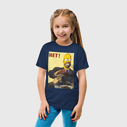 Футболка хлопковая детская Пародия на плакаты СССР Гомер Симпсон, цвет: тёмно-синий — фото 2