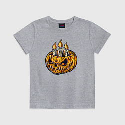 Футболка хлопковая детская Тыква и свечи, цвет: меланж