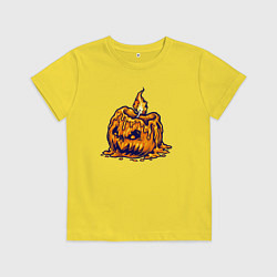 Футболка хлопковая детская Свеча в тыкве, цвет: желтый
