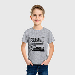 Футболка хлопковая детская Honda nsx acura vtec powered, цвет: меланж — фото 2