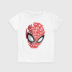 Футболка хлопковая детская Spider-Man text, цвет: белый