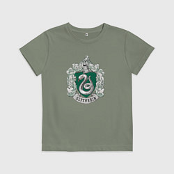 Футболка хлопковая детская Герб Слизерина, цвет: авокадо