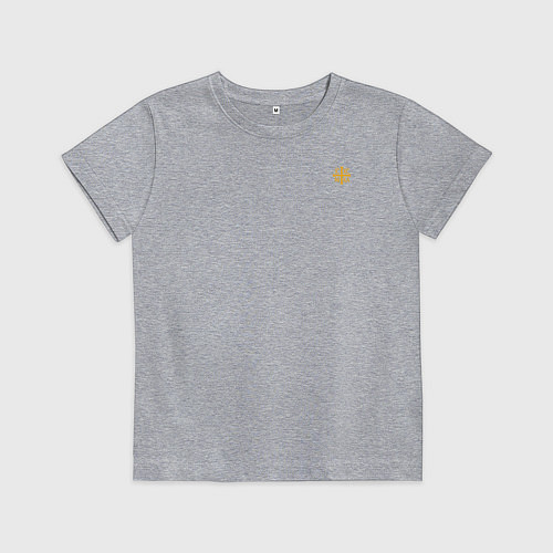 Детская футболка Кто к нам с мечом придет ника большая желтая текст / Меланж – фото 1