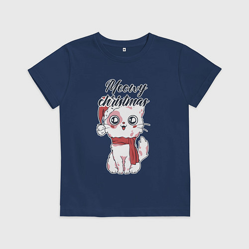Детская футболка Christmas Cat / Тёмно-синий – фото 1