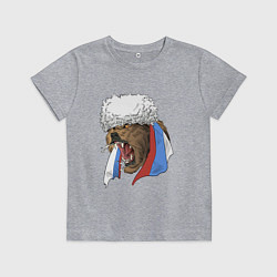 Футболка хлопковая детская Русский медведь арт, цвет: меланж