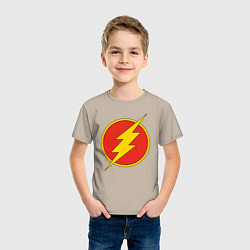 Футболка хлопковая детская Flash logo, цвет: миндальный — фото 2