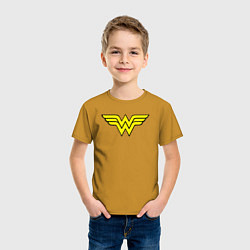 Футболка хлопковая детская Wonder woman logo, цвет: горчичный — фото 2