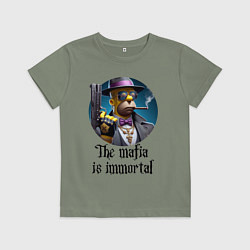 Футболка хлопковая детская Гомер Симпсон с пистолетом - мафия бессмертна, цвет: авокадо