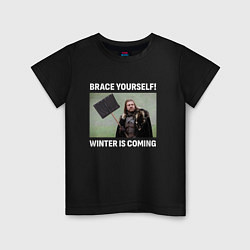 Футболка хлопковая детская Winter is coming, цвет: черный