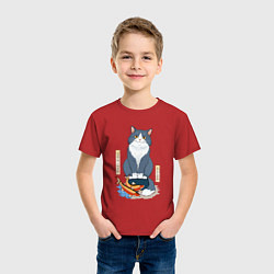 Футболка хлопковая детская Ловлю рыбов красиво, цвет: красный — фото 2