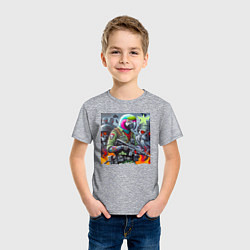 Футболка хлопковая детская Cool parrot - special forces, цвет: меланж — фото 2