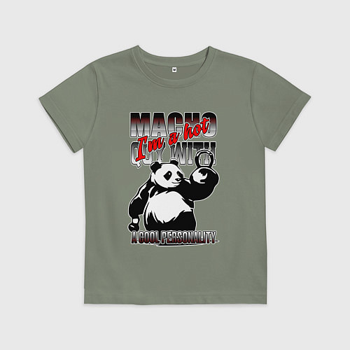 Детская футболка Панда с гирями / Авокадо – фото 1