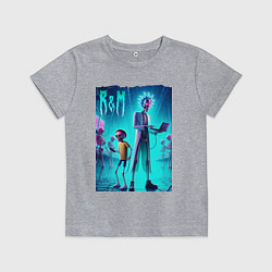 Футболка хлопковая детская Rick and Morty - neon glow, цвет: меланж