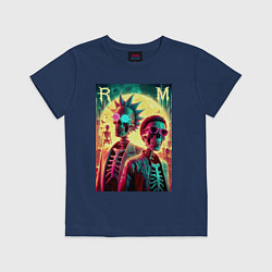 Футболка хлопковая детская Rick and Morty cool skeletons, цвет: тёмно-синий