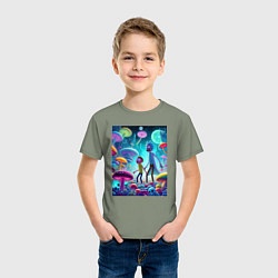 Футболка хлопковая детская Морти и Рик к сказочном грибном месте, цвет: авокадо — фото 2