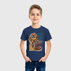 Футболка хлопковая детская Буду коброй - доброй, цвет: тёмно-синий — фото 2