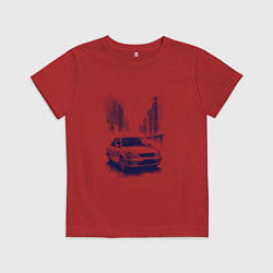 Футболка хлопковая детская Автомобиль в синих тонах, цвет: красный