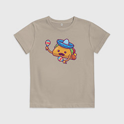 Футболка хлопковая детская Мексиканский такос, цвет: миндальный
