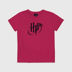 Футболка хлопковая детская Harry Potter logo, цвет: маджента