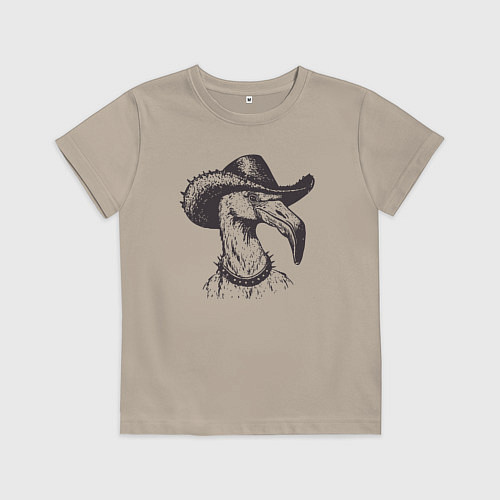 Детская футболка Фламинго ковбой / Миндальный – фото 1