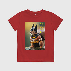 Футболка хлопковая детская Bat squirrel - oreshnik meme, цвет: красный