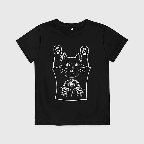 Детская футболка КИШ - рок кот / Черный – фото 1
