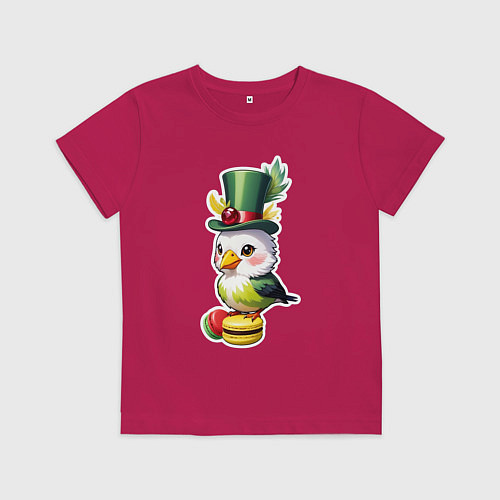 Детская футболка Попугайчик на макарунах / Маджента – фото 1