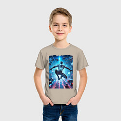 Футболка хлопковая детская Spider man - cyberpunk fantasy, цвет: миндальный — фото 2