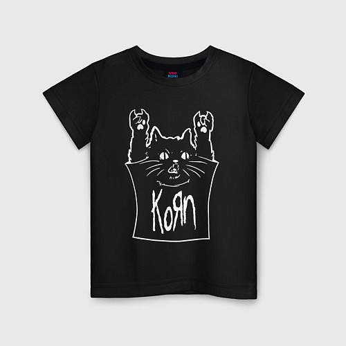 Детская футболка KoЯn - cat rock / Черный – фото 1