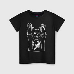 Футболка хлопковая детская KoЯn - cat rock, цвет: черный