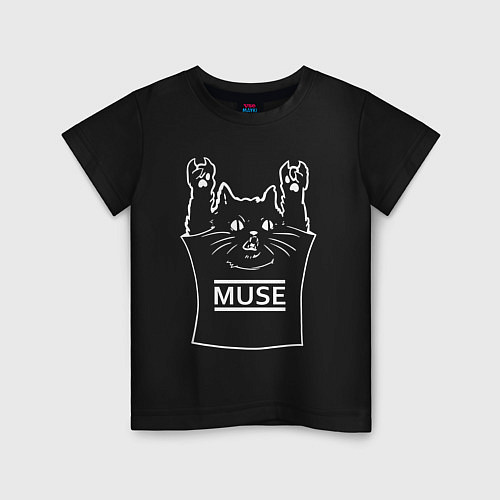 Детская футболка Muse - cat rock / Черный – фото 1