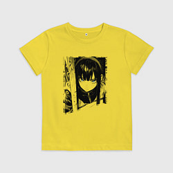 Футболка хлопковая детская Девушка с блеклым взглядом, цвет: желтый