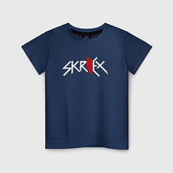 Футболка хлопковая детская Skrillex - logo, цвет: тёмно-синий
