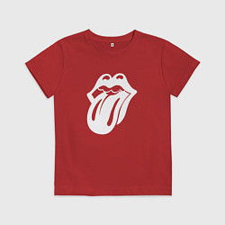 Футболка хлопковая детская Rolling Stones - white logo, цвет: красный