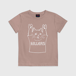 Футболка хлопковая детская The Killers - cat rock, цвет: пыльно-розовый
