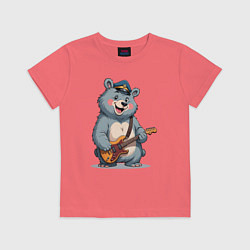 Детская футболка Веселый медведь играет на гитаре