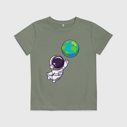 Футболка хлопковая детская Прикосновение планеты, цвет: авокадо