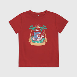 Футболка хлопковая детская Акула и лето, цвет: красный