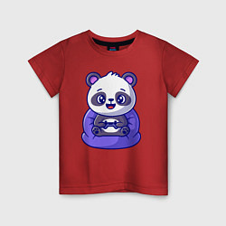 Футболка хлопковая детская Панда игроман, цвет: красный