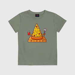 Футболка хлопковая детская Pizza yoga, цвет: авокадо