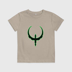 Футболка хлопковая детская Чёрно-зелёный знак quake, цвет: миндальный