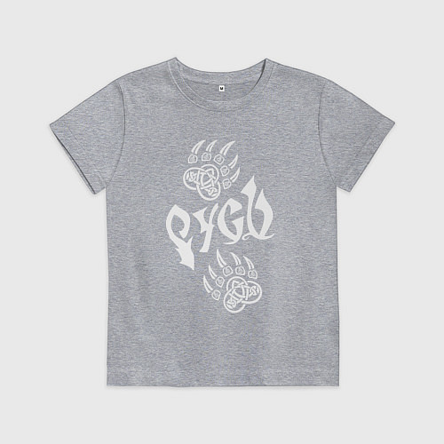 Детская футболка Печать Велеса - лапа медведя / Меланж – фото 1