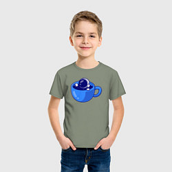 Футболка хлопковая детская Космос в кружке, цвет: авокадо — фото 2