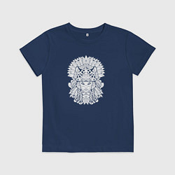 Футболка хлопковая детская Индейская принцесса ягуар, цвет: тёмно-синий