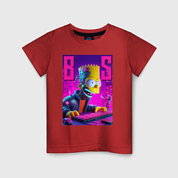 Футболка хлопковая детская Bart Simpson - cyber gamer, цвет: красный