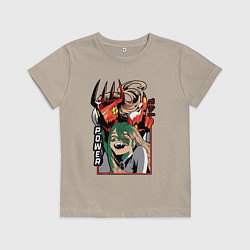 Футболка хлопковая детская Человек-бензопила Пауэр пила, цвет: миндальный