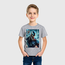 Футболка хлопковая детская Venom in New York city - ai art fantasy, цвет: меланж — фото 2